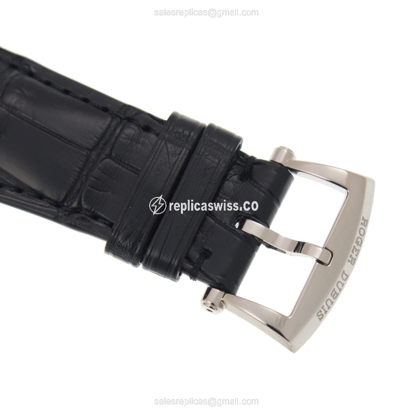Roger Dubuis DBHO0567 HOMMAGE - Auto 18kt Gold - Silver Dial - Black Alligator Strap - View 4