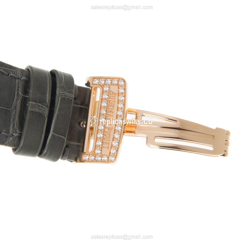 Royal Oak Replica - AP 15402OR.ZZ.D003CR.01 - Automatic - 18kt Rose Gold - Diamond - Gold Dial - Alligator Grey - View 4