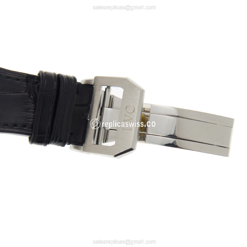 IWC DA VINCI Replica - Automatic - 18kt White Gold - Silver Dial - Black Alligator Strap - View 4