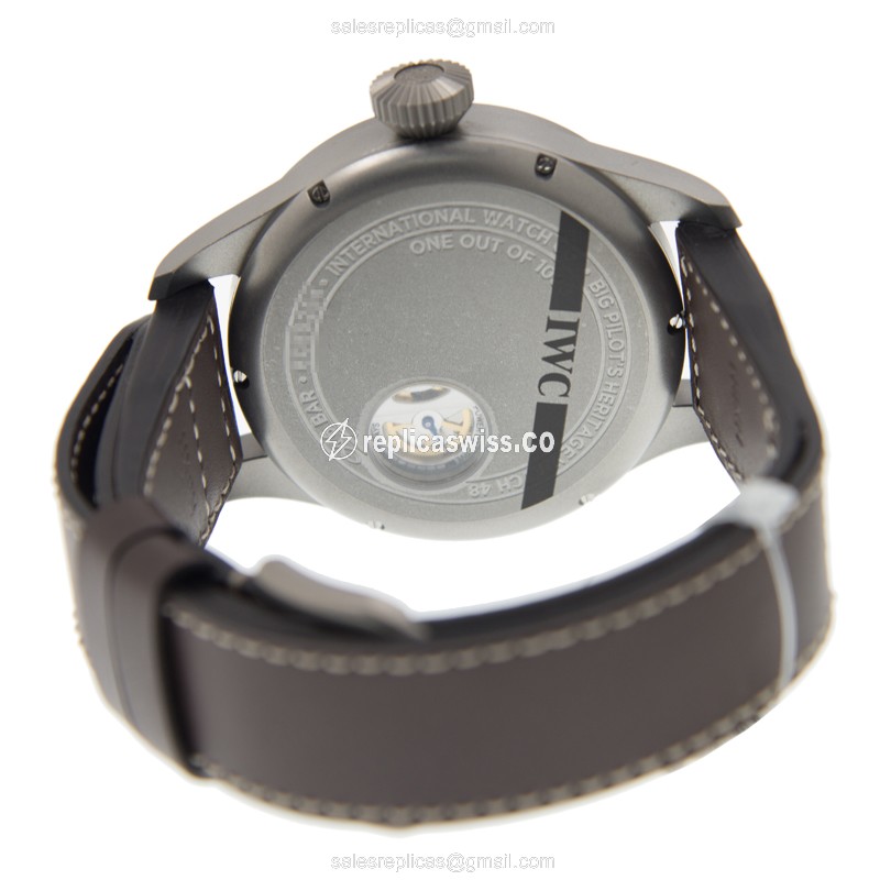 IWC PILOTS Titanium - Manual Wind - Black Dial - Brown Cowhide - Buckle Clasp - View 3