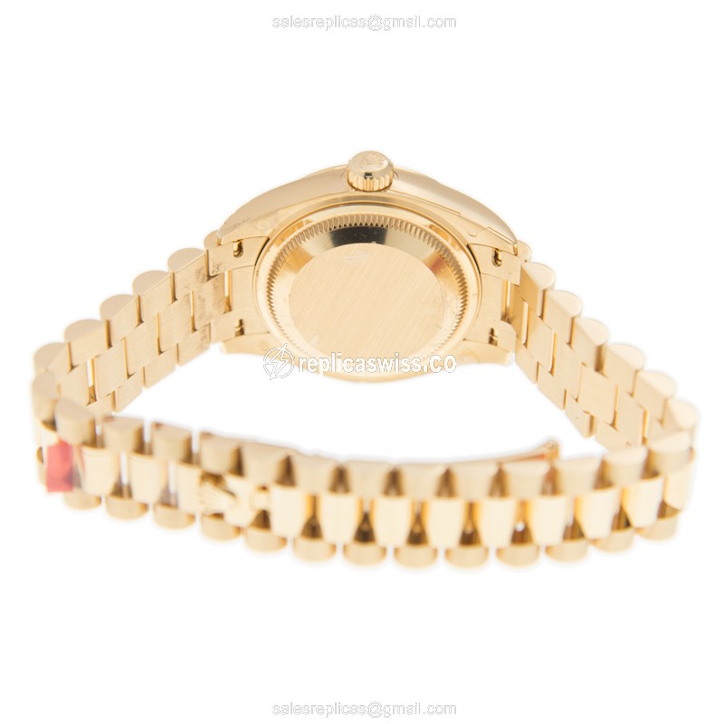 Rolex Lady Datejust Replica - 18kt Gold Case - Automatic - Gold Dial - Gold Strap - View 4