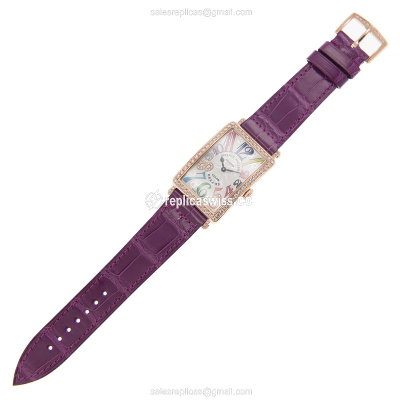 Franck Muller 952 QZ COL DRM D 1R CD8 Long Island - Quartz - 18kt Rose Gold - Diamonds - Silver Dial - View 2
