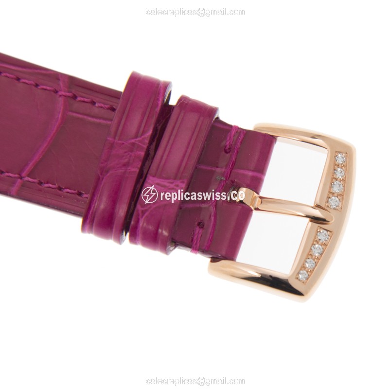 Franck Muller 952 QZ LONG ISLAND - Quartz - 18kt Rose Gold - Diamond Dial - Pink Alligator Buckle - View 4