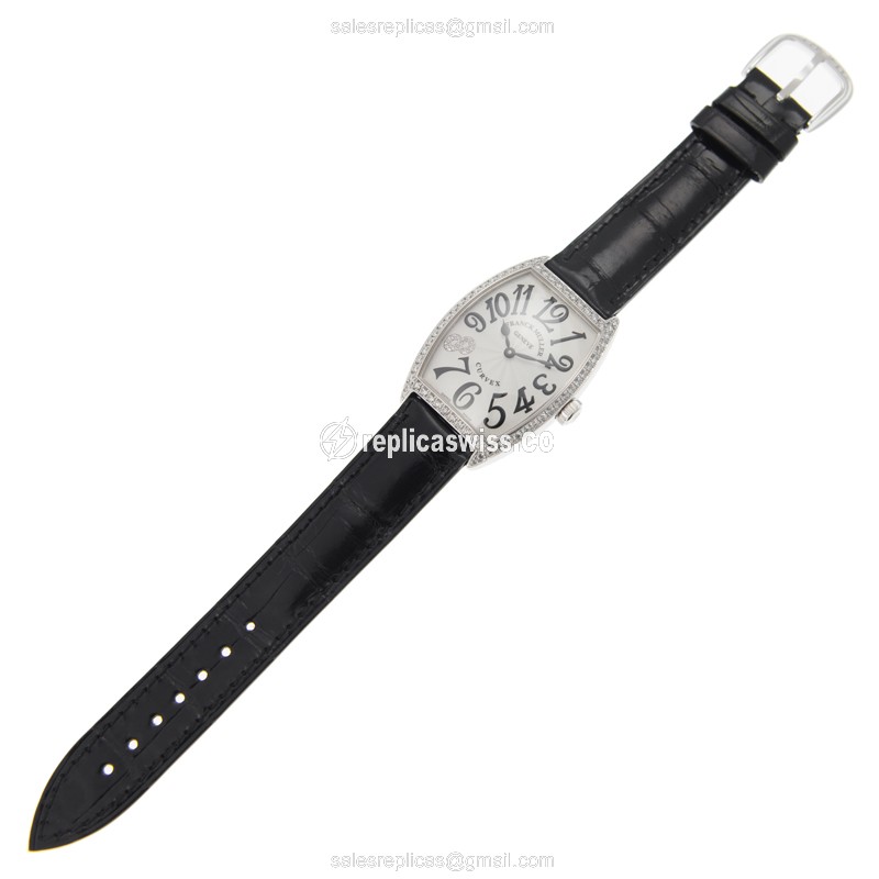 Franck Muller 2852 QZ D 1R CD8 Quartz - Silver Dial - Black Alligator - Buckle Clasp - View 2