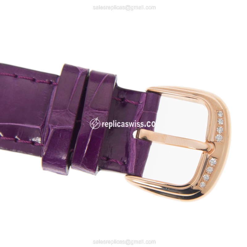 Franck Muller 2852 QZ REL D 1R CD8 Quartz 18kt Rose Gold - Diamond Dial - Silver Case - Purple Alligator Strap - View 4