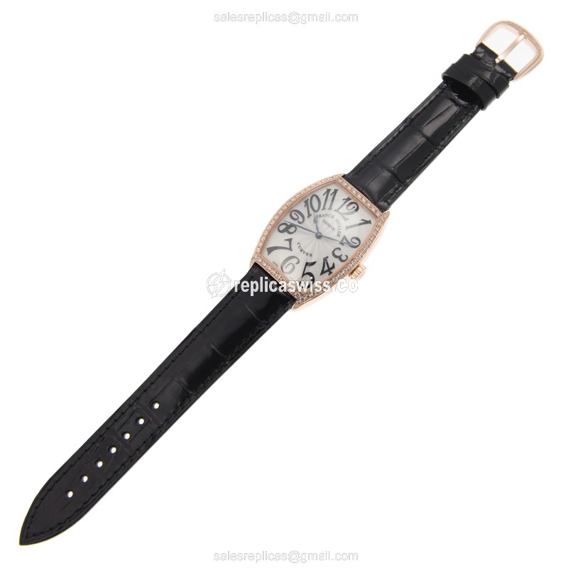 Franck Muller 5851 M SC D 1R CINTREE Curvex Auto 18kt Rose Gold Diamonds - Black Alligator Buckle - View 2