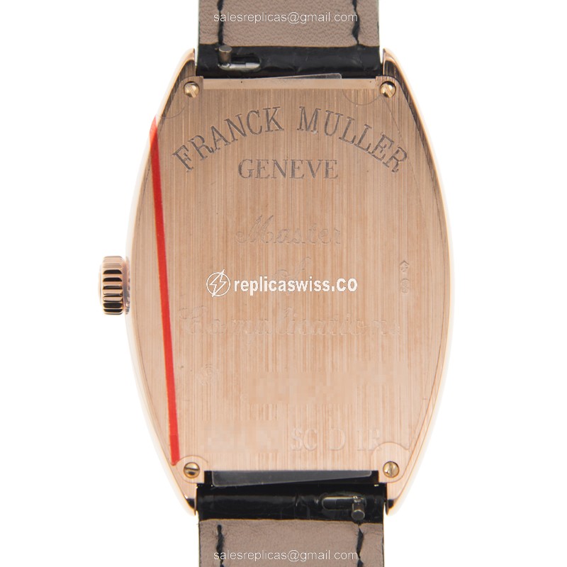 Franck Muller 5851 M SC D 1R CINTREE Curvex Auto 18kt Rose Gold Diamonds - Black Alligator Buckle - View 3