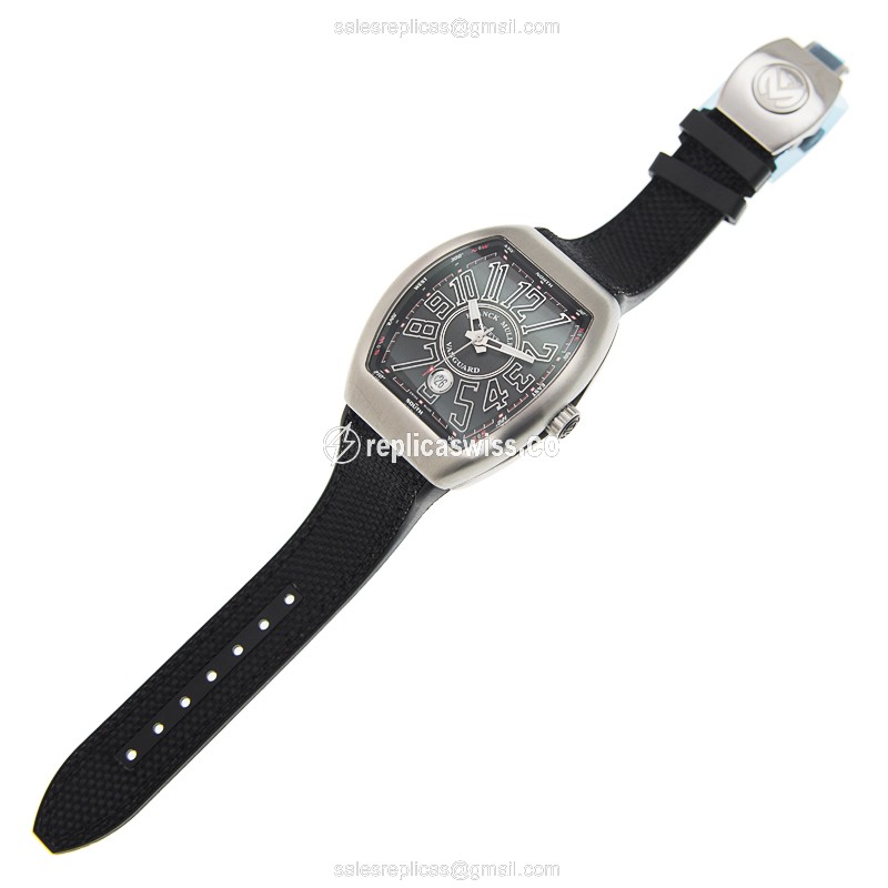 Franck Muller V 41 SC DT Vanguard Auto Stainless Black Dial Rubber Black Clasp - View 2