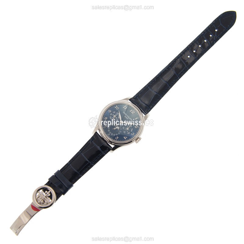 Patek Philippe 5327G-001 Grand Complications - Auto - 18kt White Gold - Blue Dial - Alligator Blue Strap - View 2