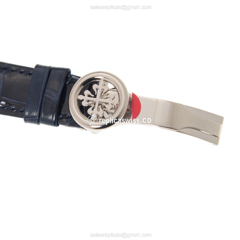 Patek Philippe 5327G-001 Grand Complications - Auto - 18kt White Gold - Blue Dial - Alligator Blue Strap - View 4
