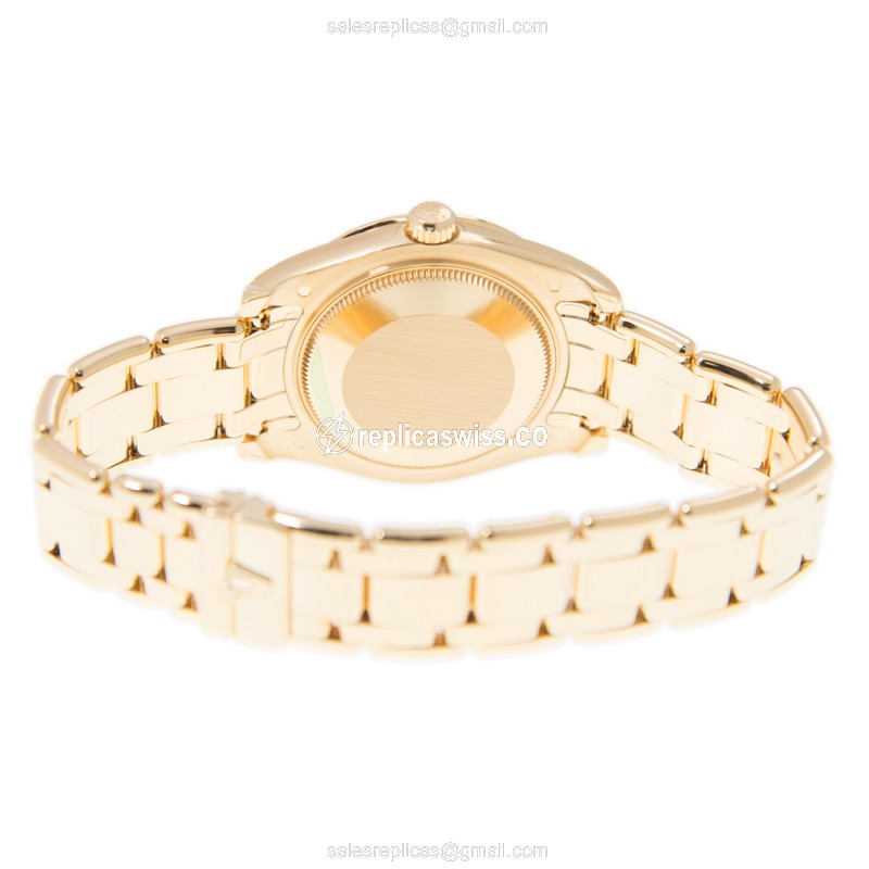 Rolex Lady Datejust Replica - Automatic - 18kt Gold Case - Diamond Bezel - White Dial - View 4