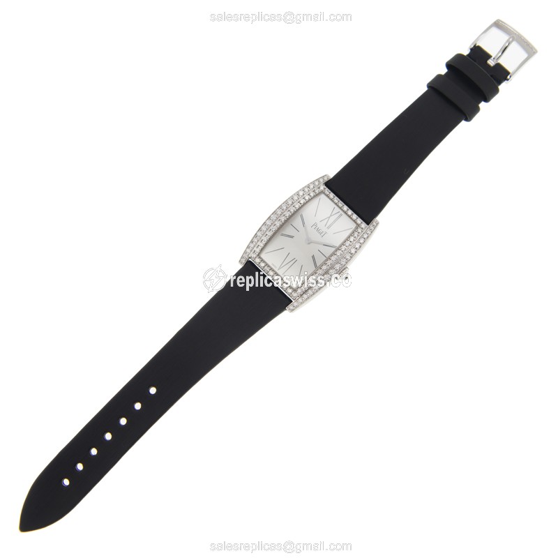 Piaget LIMELIGHT - Manual Wind - 18kt White Gold - Diamond - White Dial - Black Cowhide - Buckle - View 2