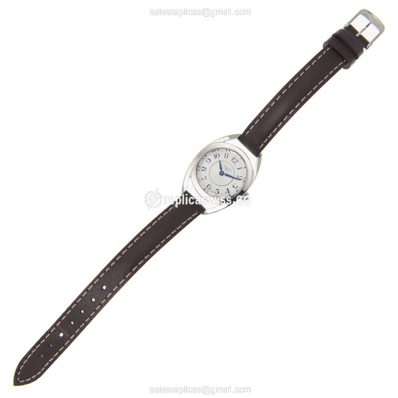 Rolex EQUESTRIAN Replica - Quartz | White Dial on Black Cowhide strap - View 2