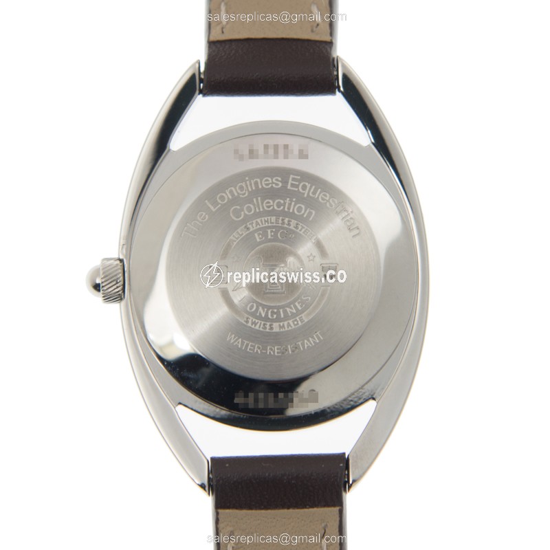 Rolex EQUESTRIAN Replica - Quartz | White Dial on Black Cowhide strap - View 3
