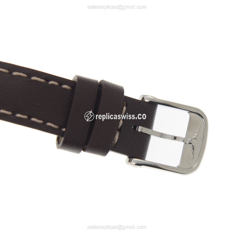 Rolex EQUESTRIAN Replica - Quartz | White Dial on Black Cowhide strap - View 4