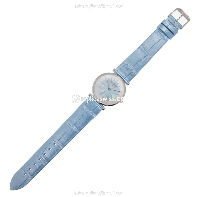 Longines LA GRANDE Quartz - Stainless Steel Case, White Dial, Blue Strap, Buckle Clasp - View 2
