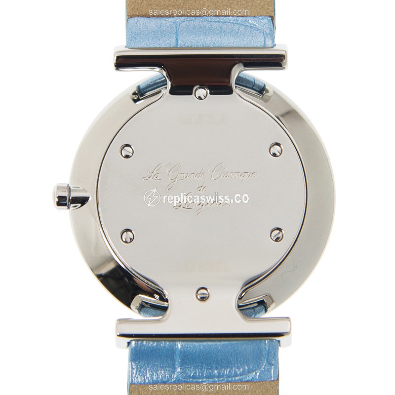 Longines LA GRANDE Quartz - Stainless Steel Case, White Dial, Blue Strap, Buckle Clasp - View 3