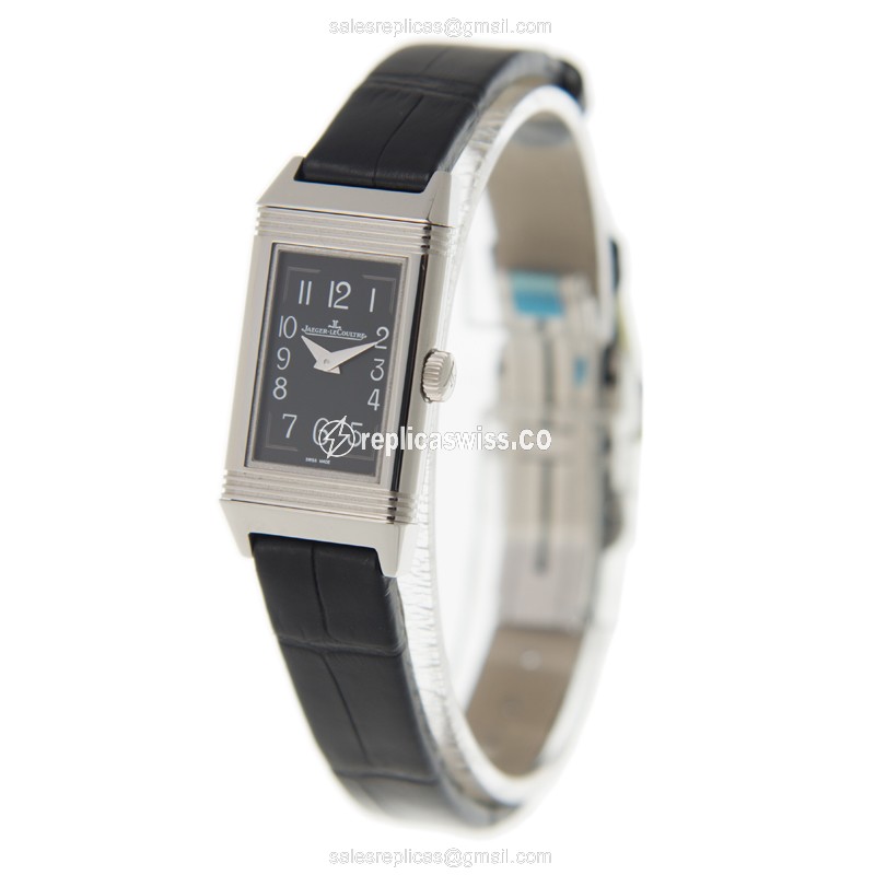 Jaeger-Lecoultre Q3258470 REVERSO - Quartz - Stainless Steel - Black Dial - Alligator Black Clasp - View 3