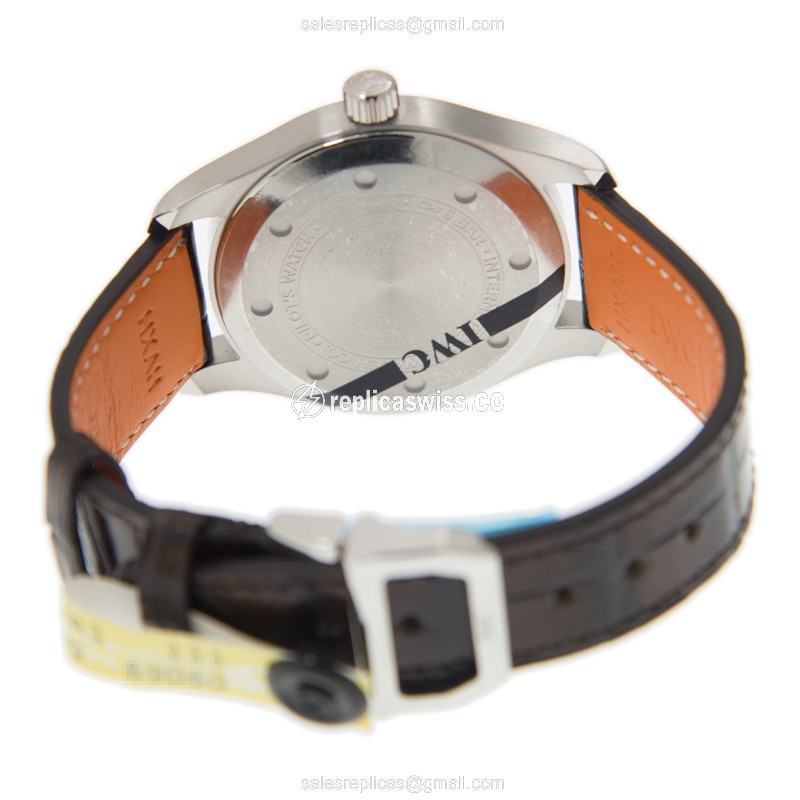 IWC PILOTS Replica - Automatic - Stainless Steel - Gray Dial - Brown Alligator Strap - View 4