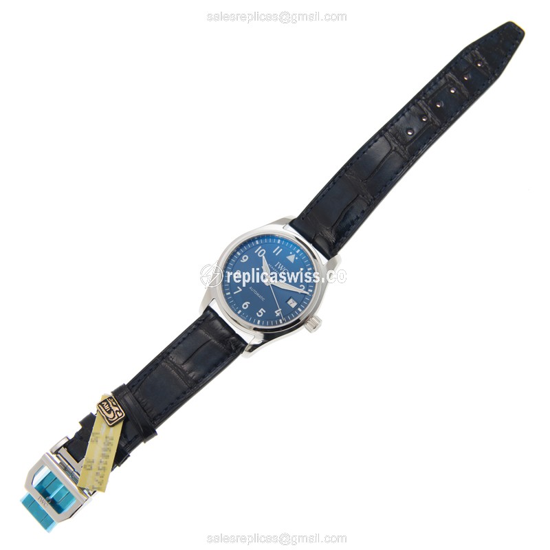 IWC PILOTS Replica - Automatic - Blue Dial - Steel Case - Blue Alligator Strap - View 2