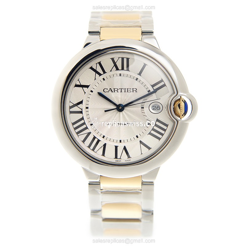 Cartier Ballon Bleu Replica - Automatic - Steel Case - Silver Dial - Gold Strap - View 2