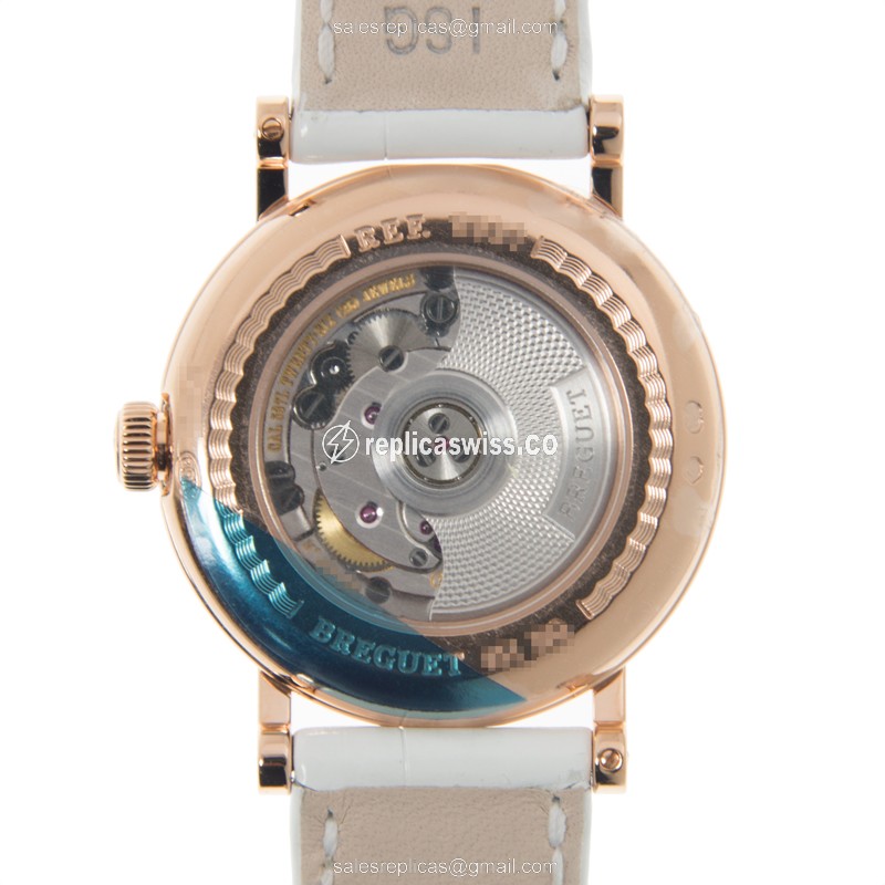 Breguet 9087BR/52/964 Classic - Automatic - 18kt Rose Gold - Silver Dial - White Alligator Strap - View 3