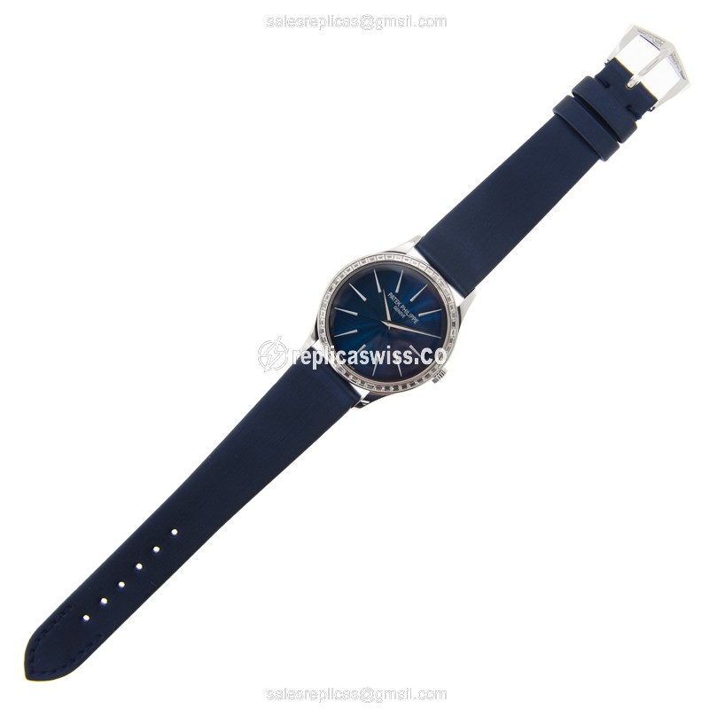 Patek Philippe Calatrava Replica - Manual Wind - White Gold - Blue Dial - View 2