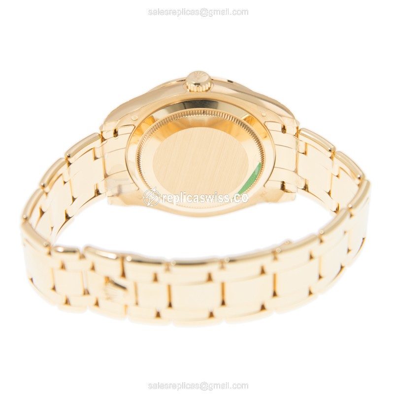 Rolex DATEJUST Replica - Automatic - 18kt Gold Case, Diamond Bezel - Dark Green Dial - View 4