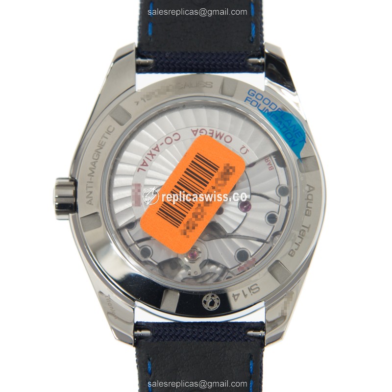 Omega Seamaster Replica - Titanium - White - Blue Canvas - View 3