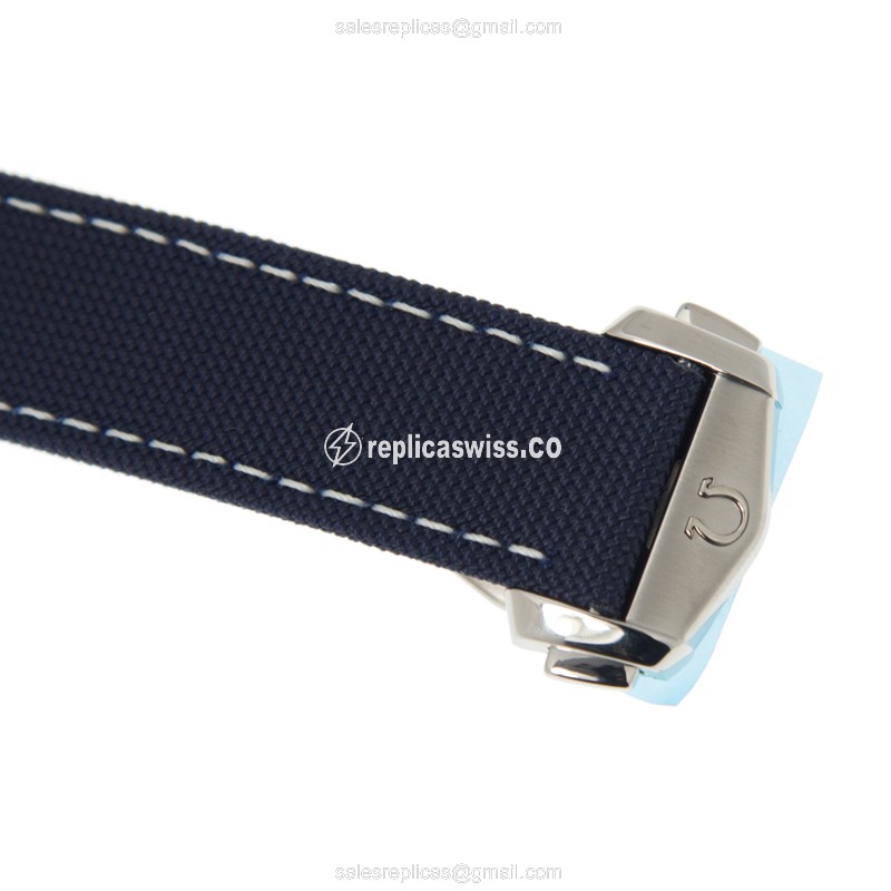 Omega Seamaster Replica - Titanium - White - Blue Canvas - View 4