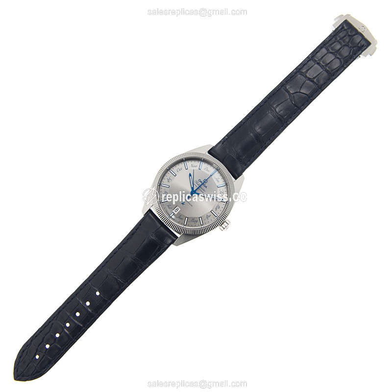 Omega Constellation Replica - Automatic - Steel Case - Gray Dial - Blue Alligator Strap - View 2