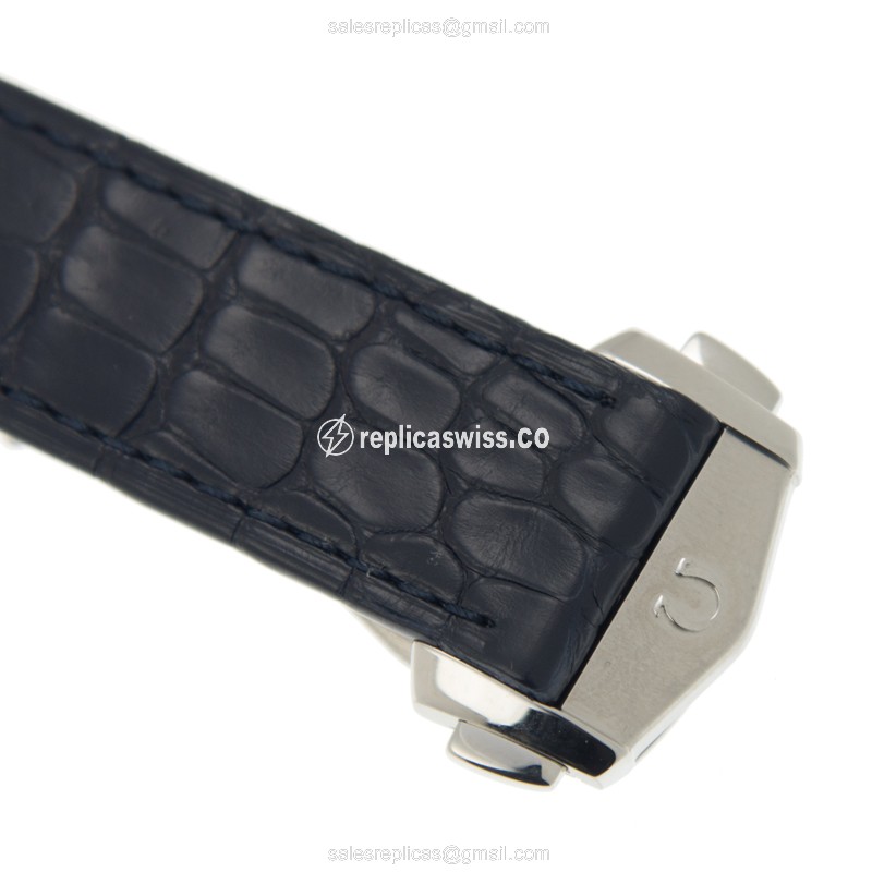 Omega Constellation Replica - Automatic - Steel Case - Gray Dial - Blue Alligator Strap - View 4