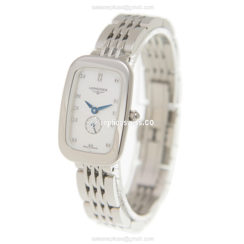 Longines Equestrian Quartz - White Dial - Steel Case - Silver Strap - Clasp - View 3