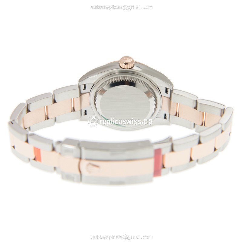 Rolex Lady Datejust Replica - Automatic - 18kt Rose Gold & Steel Case - Brown Dial - View 4