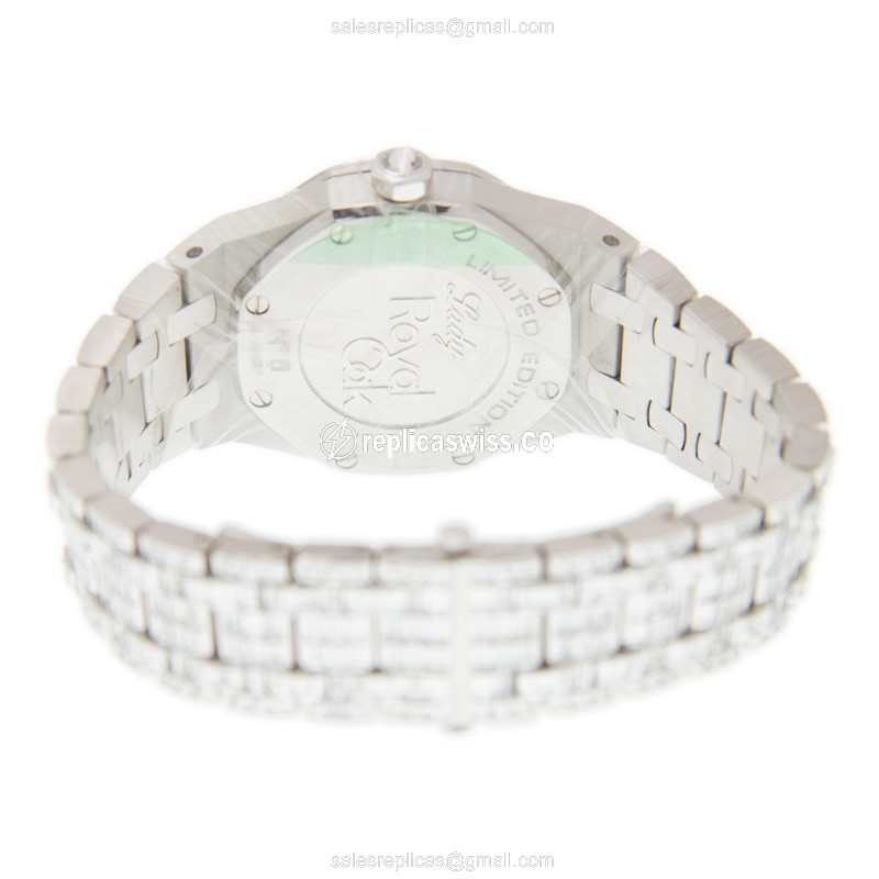 Royal Oak Replica - Quartz - 18kt White Gold - Diamond Dial - Silver Strap - View 4