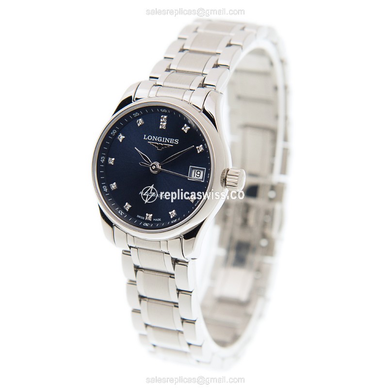 Longines L2.128.4.97.6 Replica - Automatic - Steel Case, Blue Dial - Silver Steel Strap - View 3