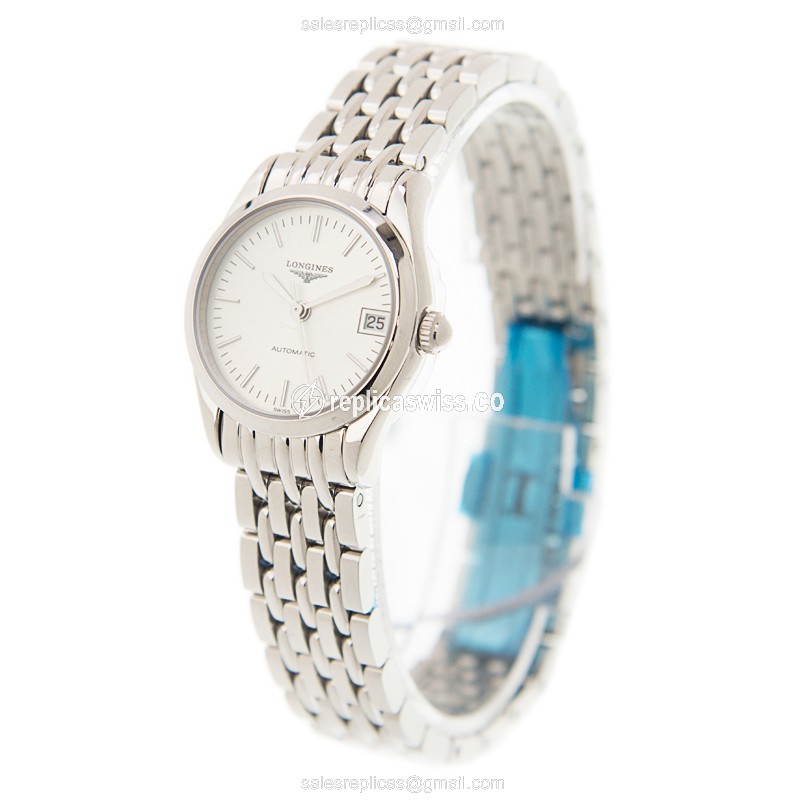 Longines Presence Replica - Automatic - Stainless Steel - Gray Dial - Silver Clasp - View 3