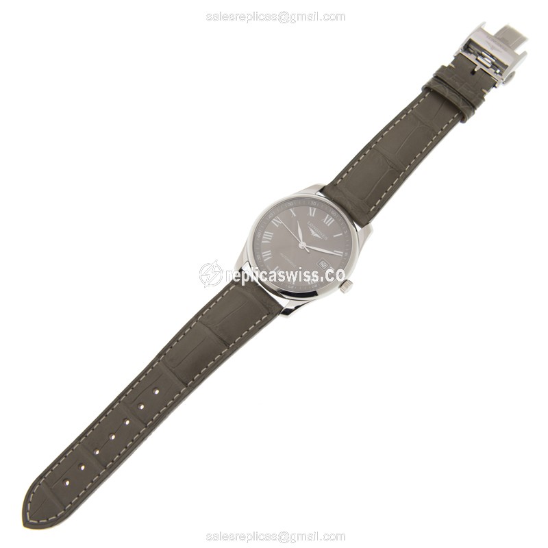 Longines Master Replica - Automatic | Stainless Steel | Brown Dial | Grey Alligator Strap - View 2
