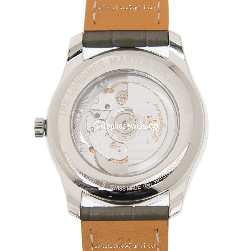 Longines Master Replica - Automatic | Stainless Steel | Brown Dial | Grey Alligator Strap - View 3