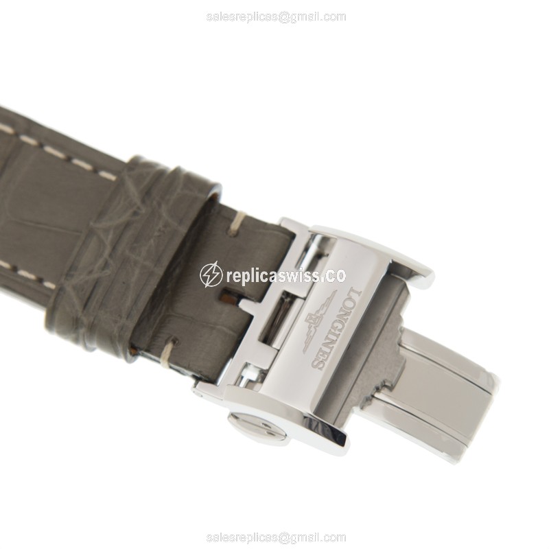 Longines Master Replica - Automatic | Stainless Steel | Brown Dial | Grey Alligator Strap - View 4