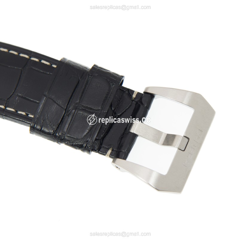 Panerai PAM00321 LUMINOR Replica - Automatic - Steel Case - Black Dial - Black Alligator Strap - View 4