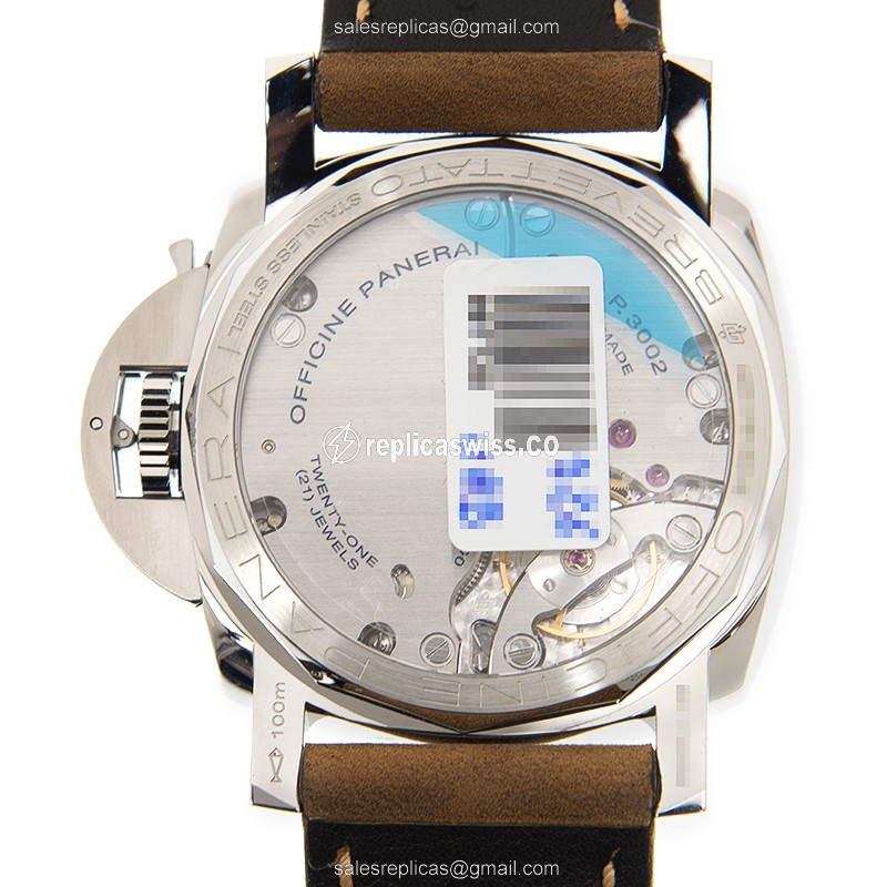 Panerai PAM00423 LUMINOR Replica - Manual - Steel Case - Black Dial - Brown Cowhide Strap - Buckle Clasp - View 3