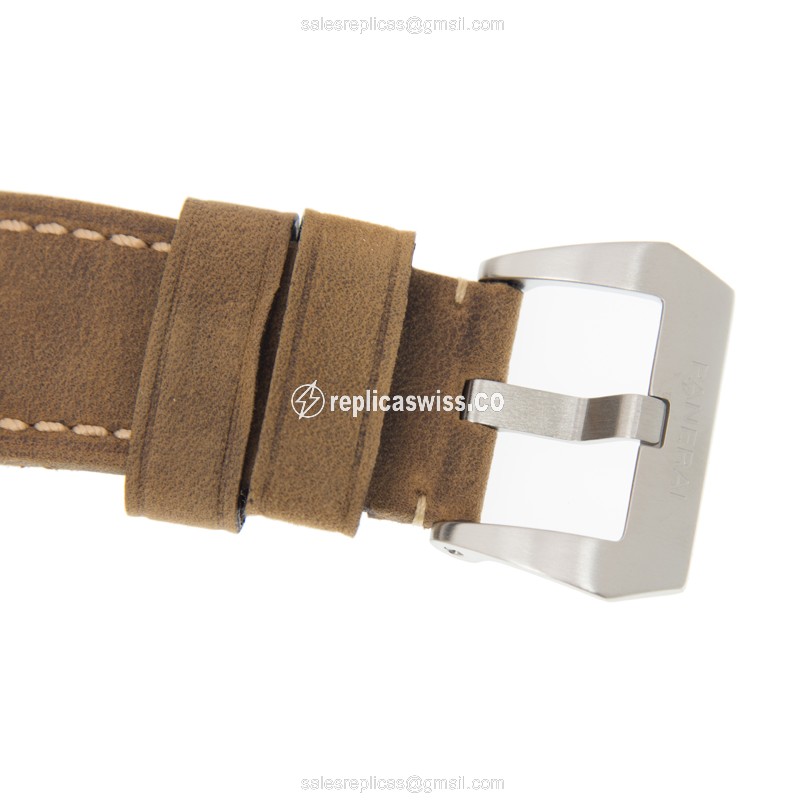 Panerai PAM00423 LUMINOR Replica - Manual - Steel Case - Black Dial - Brown Cowhide Strap - Buckle Clasp - View 4
