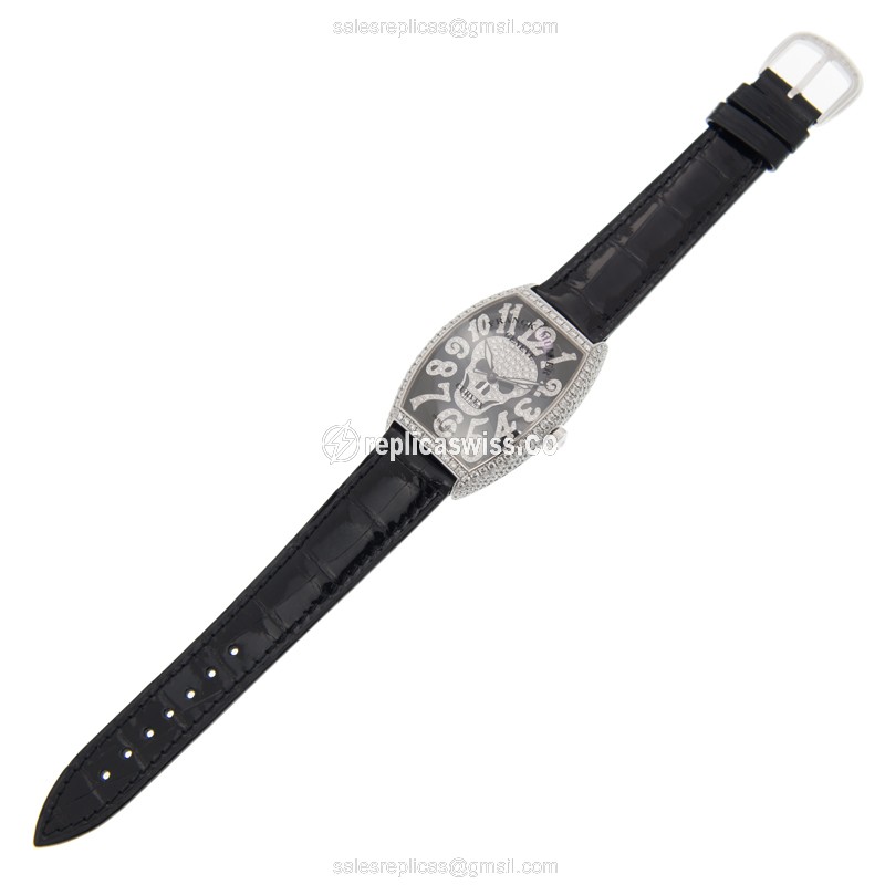 Franck Muller 6850 SC GOTH NBR D CD OG Curvex Replica - Auto - 18kt White Gold - Diamond Case - Black Dial - View 2