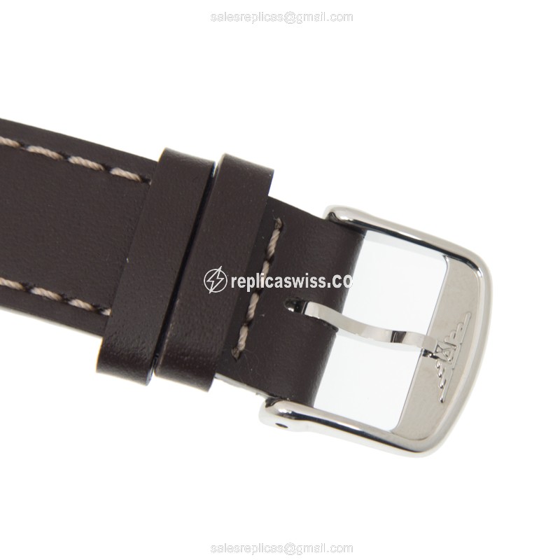 Longines EQUESTRIAN Replica - Quartz - Stainless Steel - White Dial, Brown Leather Strap - View 4