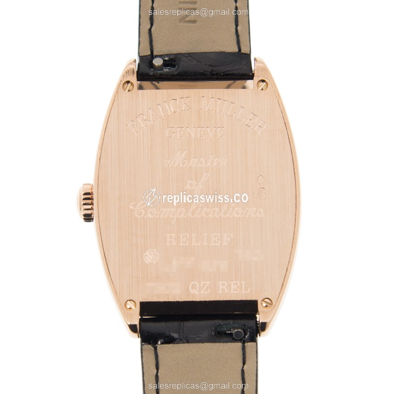 Franck Muller 7502 QZ REL Curvex - Quartz - 18kt Rose Gold - White Dial - Alligator Black Buckle - View 3