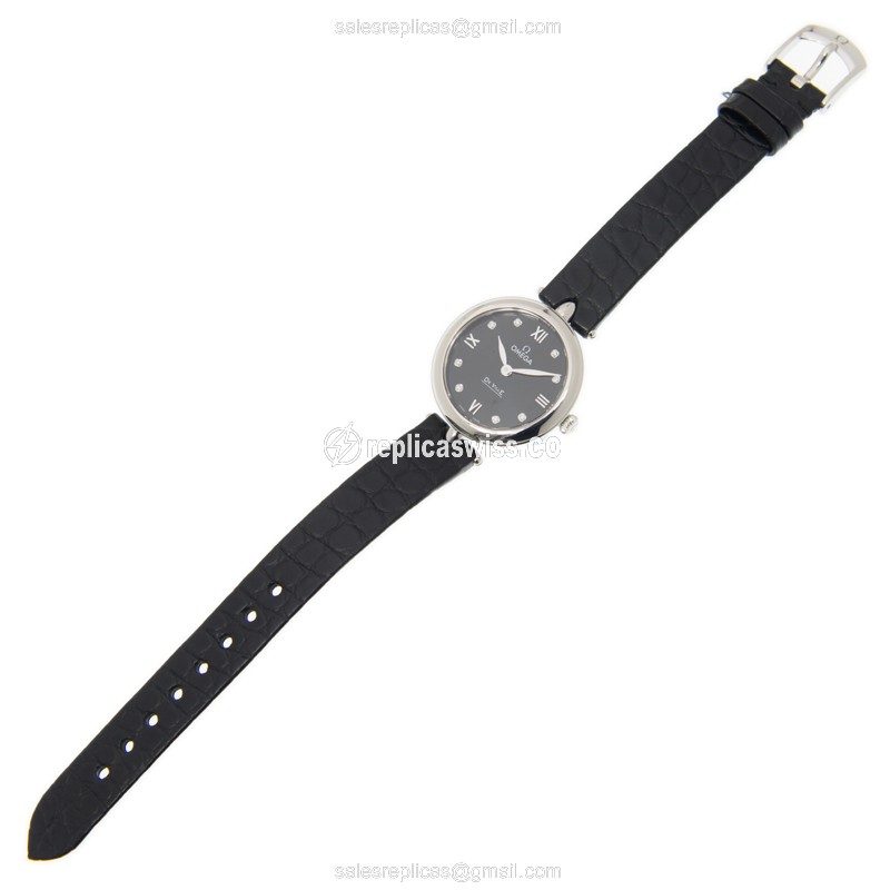 Omega DE VILLE Quartz - Black Dial - Leather Strap - Buckle Clasp - 40mm Steel Case - View 2