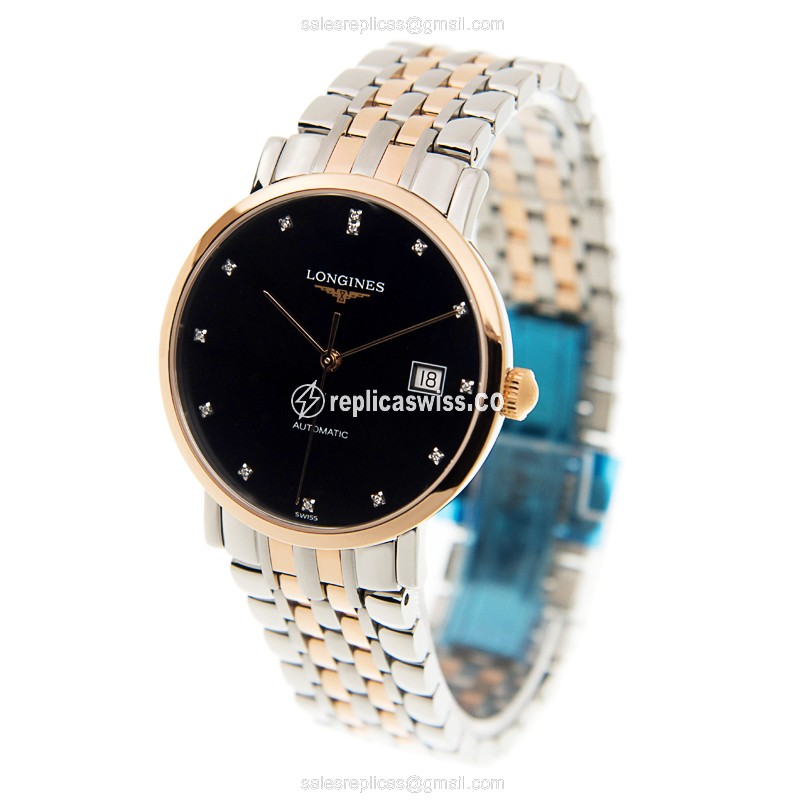 Longines L4.810.5.57.7 Replica - Automatic - Rose Gold Case - Black Dial - View 3