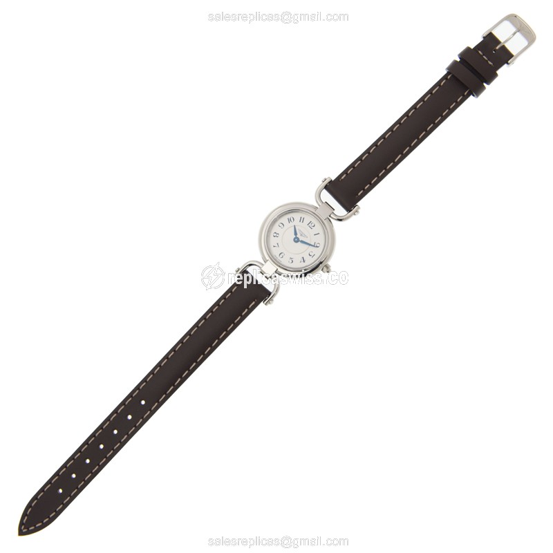 Longines EQUESTRIAN Replica - Quartz - Stainless Steel - White Dial, Brown Leather Strap - View 2