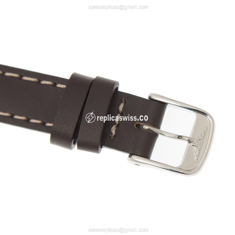 Longines EQUESTRIAN Replica - Quartz - Stainless Steel - White Dial, Brown Leather Strap - View 4